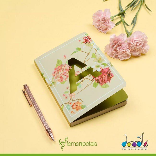 Personalized Initial Floral Design Diary