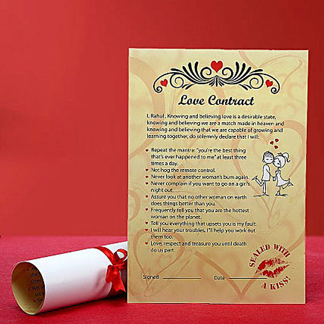 Personalized Love Contract for Her  Gift Personalized 